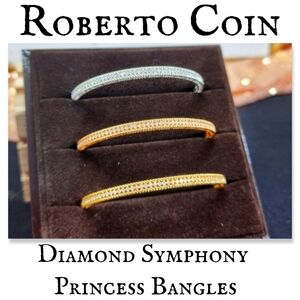 Authentic New Roberto Coin Diamond Symphony Princess Bangles 3 Pc Trio Box Set